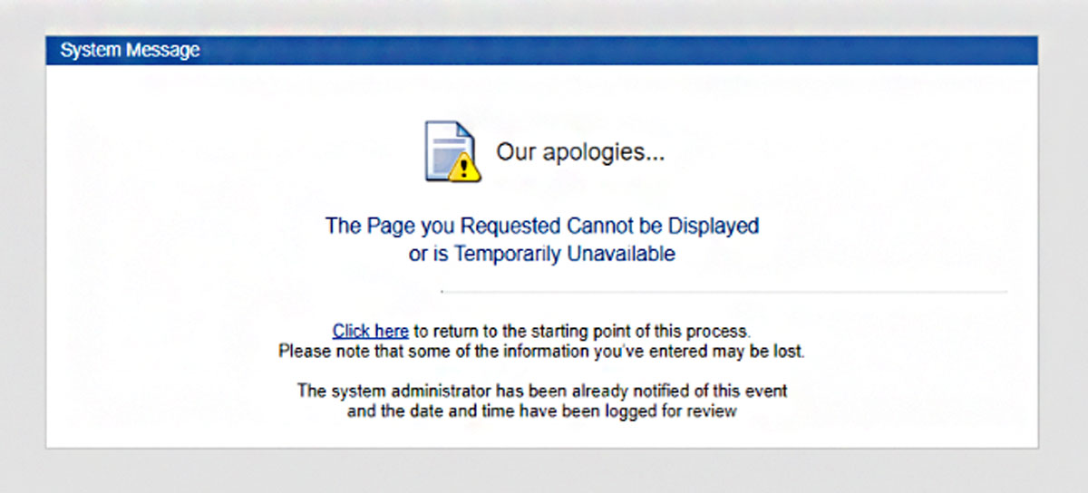 The Carelon apologies error page may appear, letting you know the page could not be displayed.